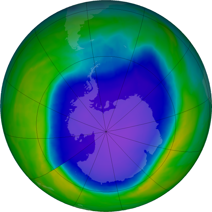 Antarctic ozone map for 26 October 2015